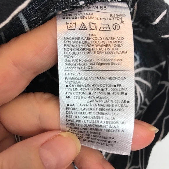 Gap Black/White Linen Blend Shorts Tie Front Sz 0 - Picture 7 of 9